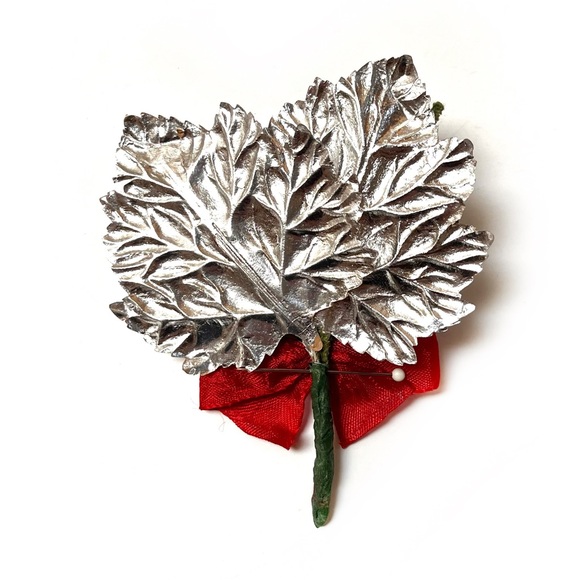 Vintage Christmas Corsage Spun Cotton Snowman Mercury Glass Beads - Picture 2 of 3